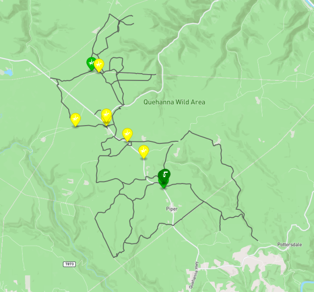 Map of Quehanna Wild Area horseback riding trails