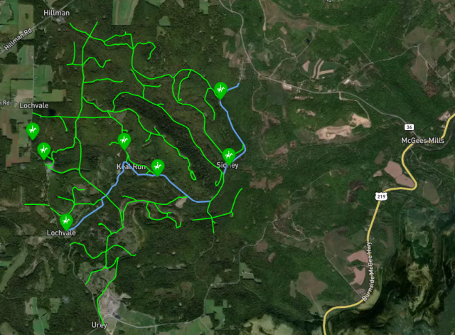 Map of Pennsylvania State Game Lands 174 horse riding trails