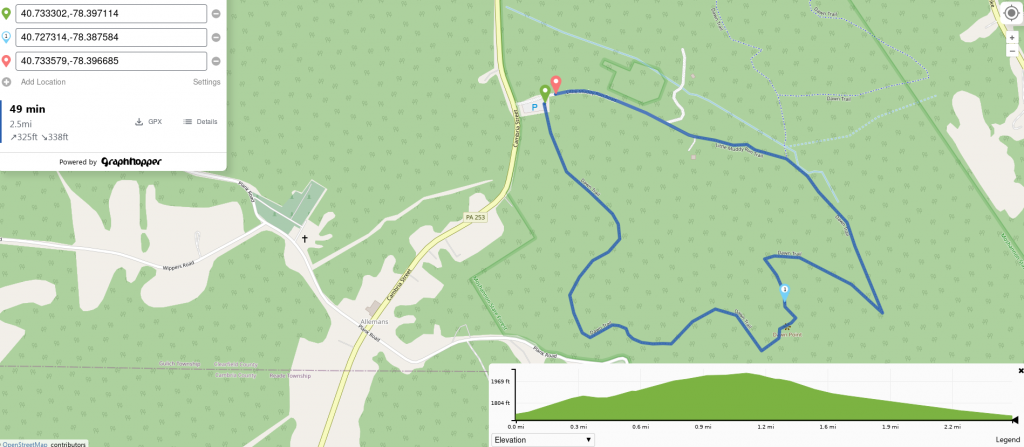 Wopsononock Tract, north loop horse trail map
